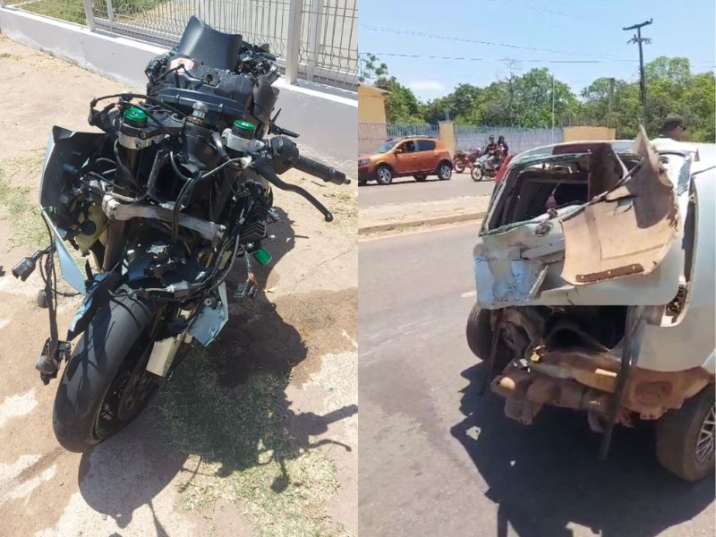 Moto de luxo colide na traseira de carro - Foto: Reprodução