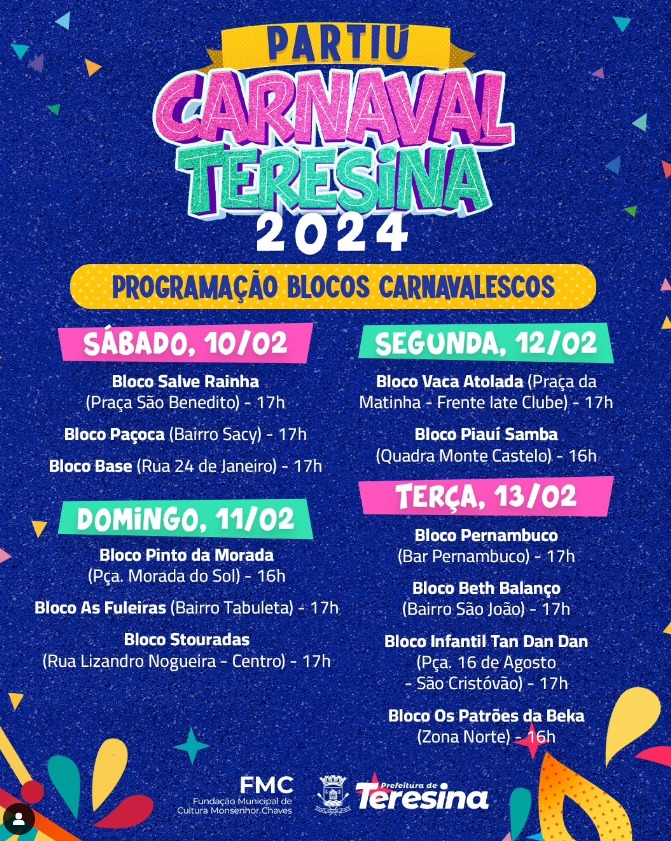 Confira a programação de festas de Carnaval no Piauí